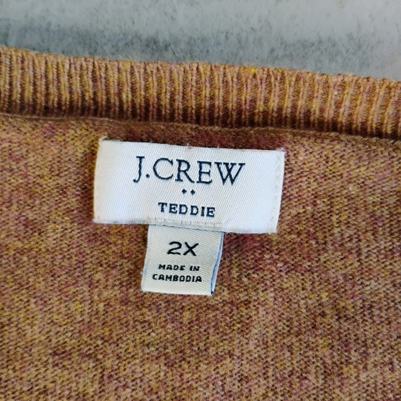 J Crew Teddie Merino Wool Pullover Sweater Brown Tan Minimalist Plus Size 2X - Picture 6 of 10